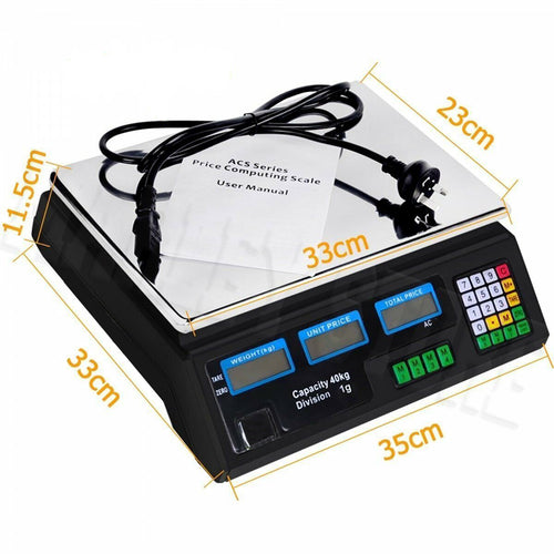 Scale Digital Electronic Balance Food Pricing Store Market Weighing AC Power 40kg x 1g