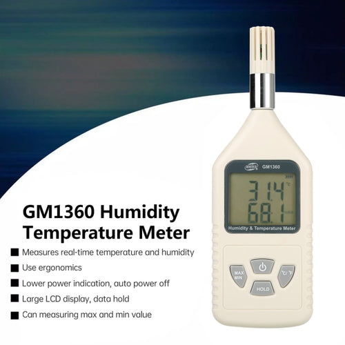 Humidity & Temperature Logger Meter Tester Reader Measures LCD GM1360A Benetech