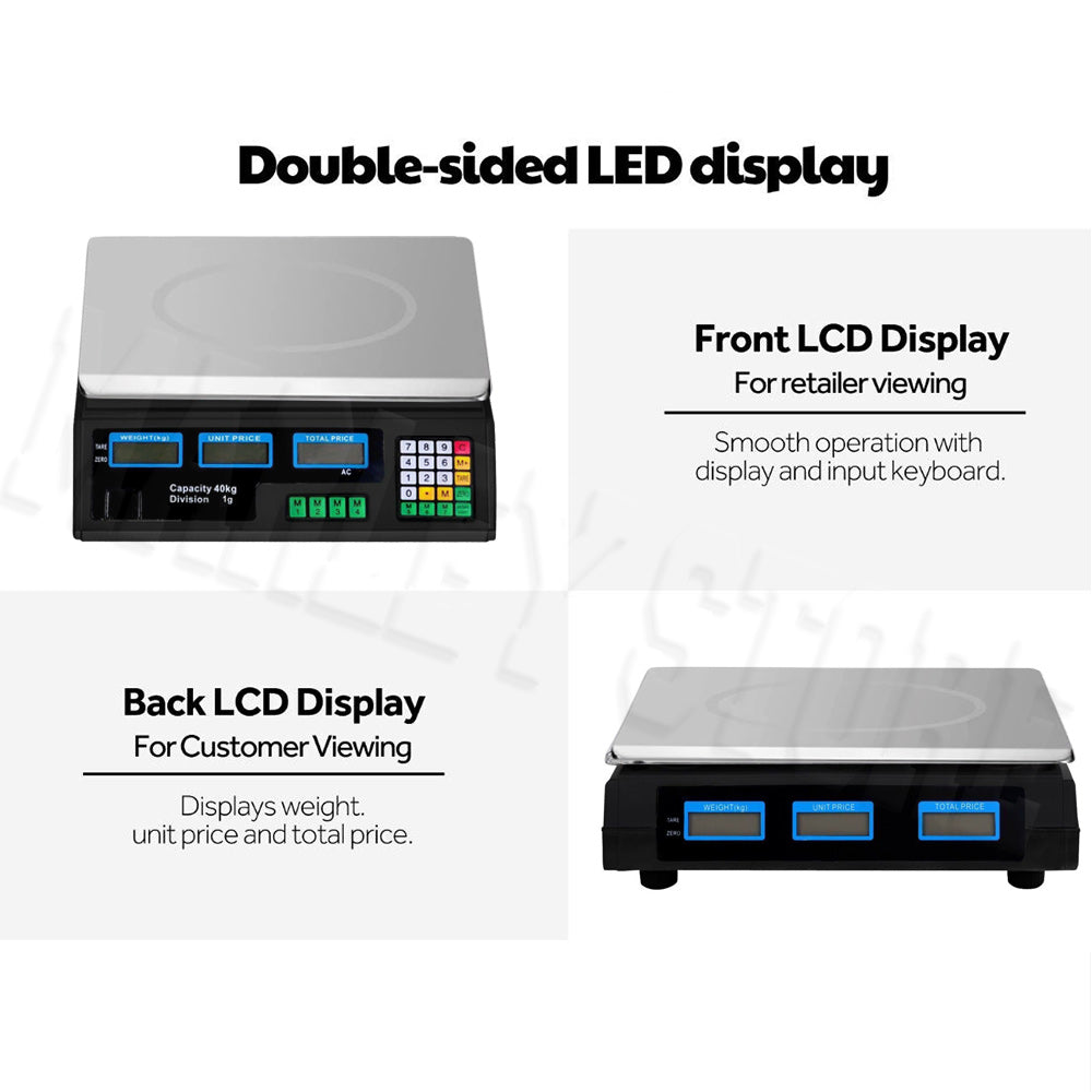 Scale Digital Electronic Balance Food Pricing Store Market Weighing AC Power 40kg x 1g