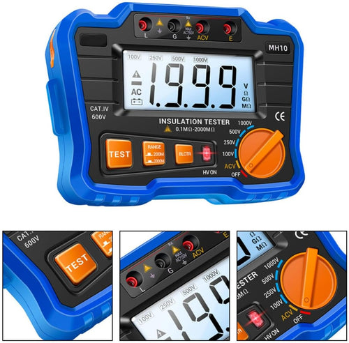 Insulation Resistance Meter Digital Megohmmeter Volt Tester Megger Voltmeter MH10