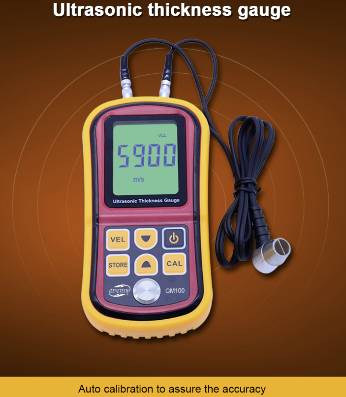 Thickness Gauge Ultrasonic Meter Auto Calibration Measure 1.2 - 225.0mm RZ GM100 Benetech