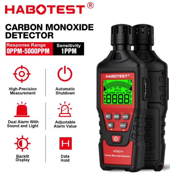 CARBON MONOXIDE METER CO GAS TESTER MONITOR DETECTOR GAUGE HT621