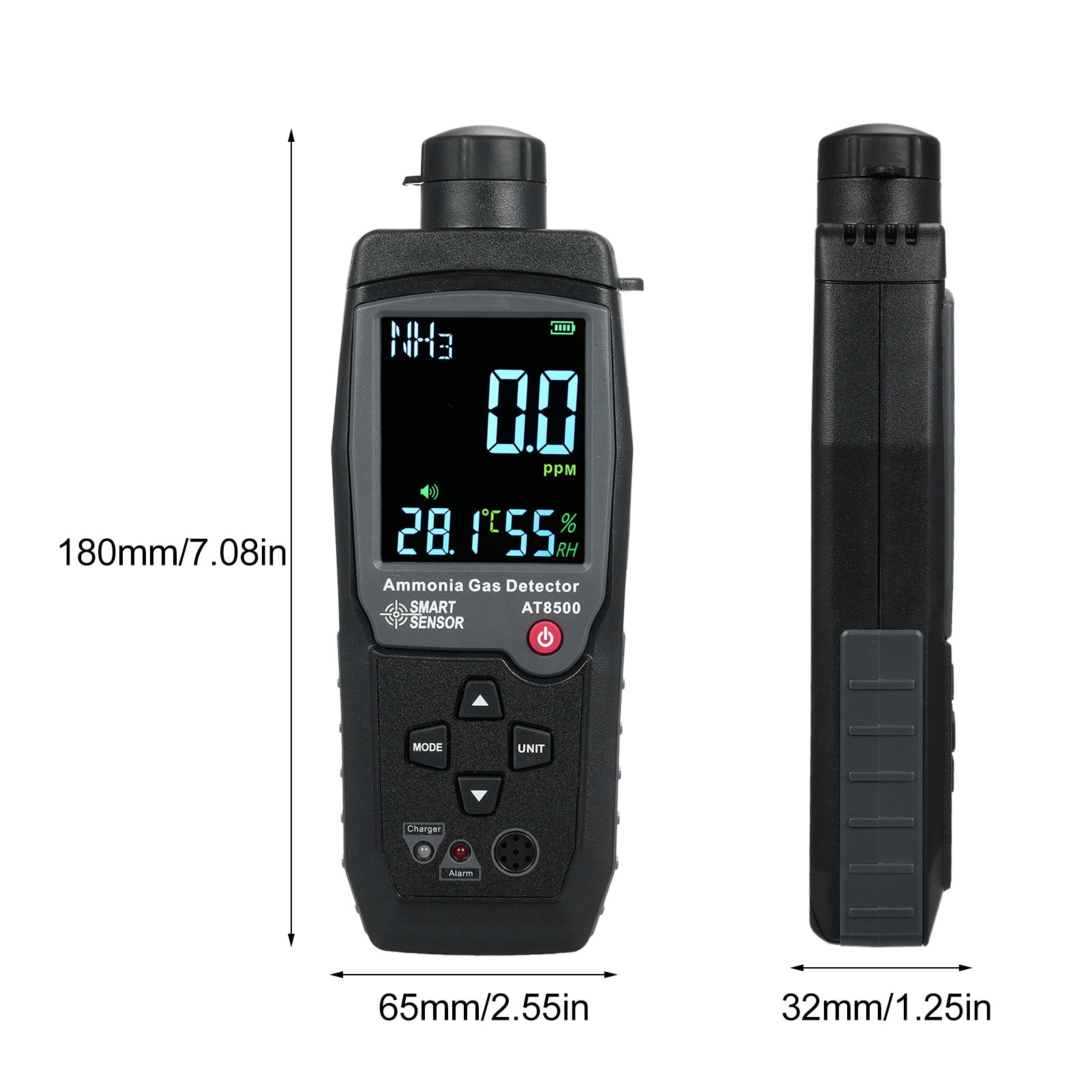 Ammonia Gas Detector Handheld Digital NH3 Gas Tester 0-100PPM Smart Sensor