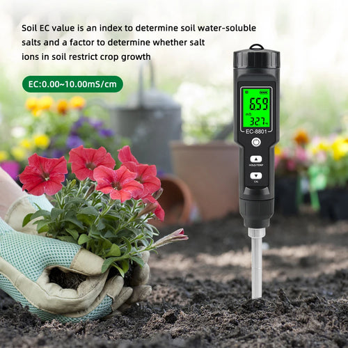 EC & Temp Meter  Electrical Conductivity Tester Reader for Soil Waterproof ATC EC-8801