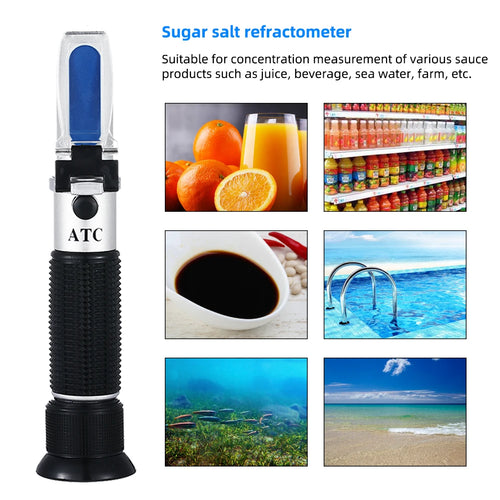Refractometer Brix 0-10% 0-100% Salinity 1.000-1.070 SG Handheld ATC Tester