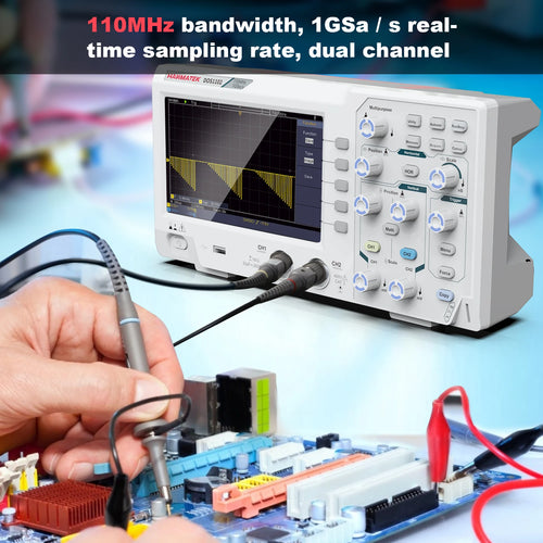 Digital Oscilloscope 1GS/S 110MHz Dual Channel 7-inch TFT Display SCPI/Lab View Communication