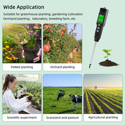 EC & Temp Meter  Electrical Conductivity Tester Reader for Soil Waterproof ATC EC-8801