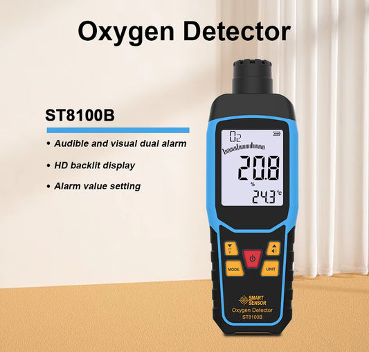 Oxygen Meter Detector O2 Gas Analyzer Reads Monitor In Air Tester 0-25% AT8100B