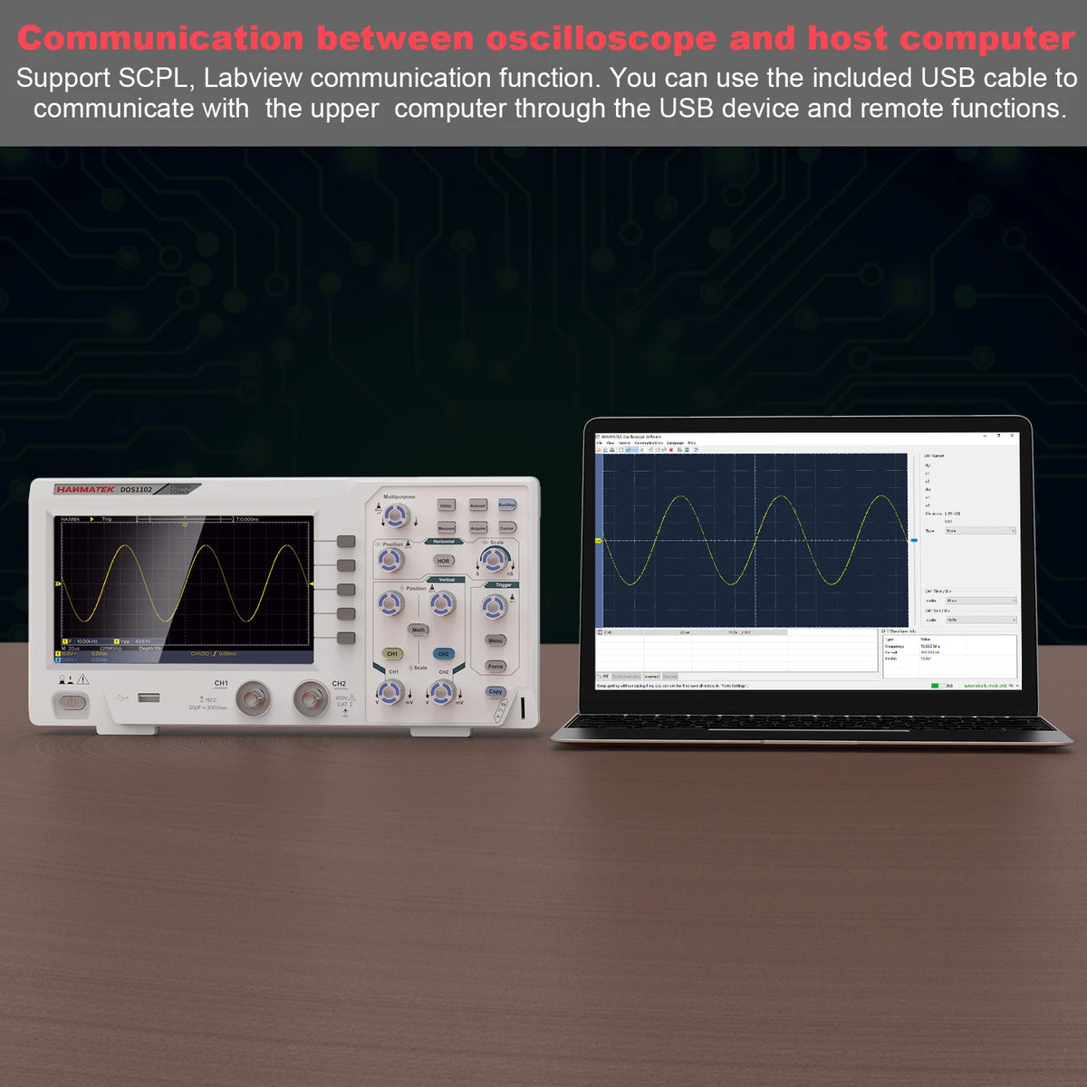 Scpi Communication Digital Oscilloscope 1GS/S 110MHz Dual Channel 7-inch TFT Display SCPI