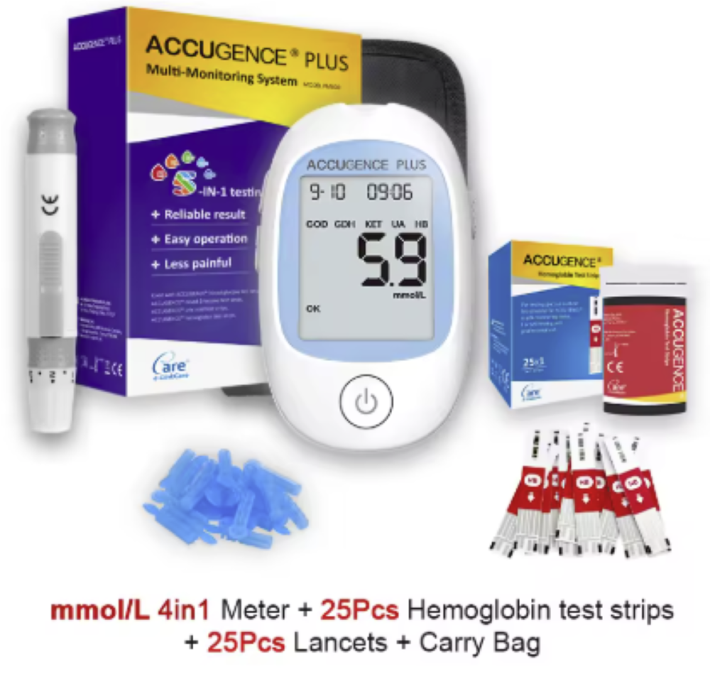 Hemoglobin Multifunction Monitor Blood Meter 25 Test Strip and 25 Lancets
