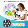 Microscope Binocular Biological 1000X Magnification LED Phone Holder Top & Bottom Light