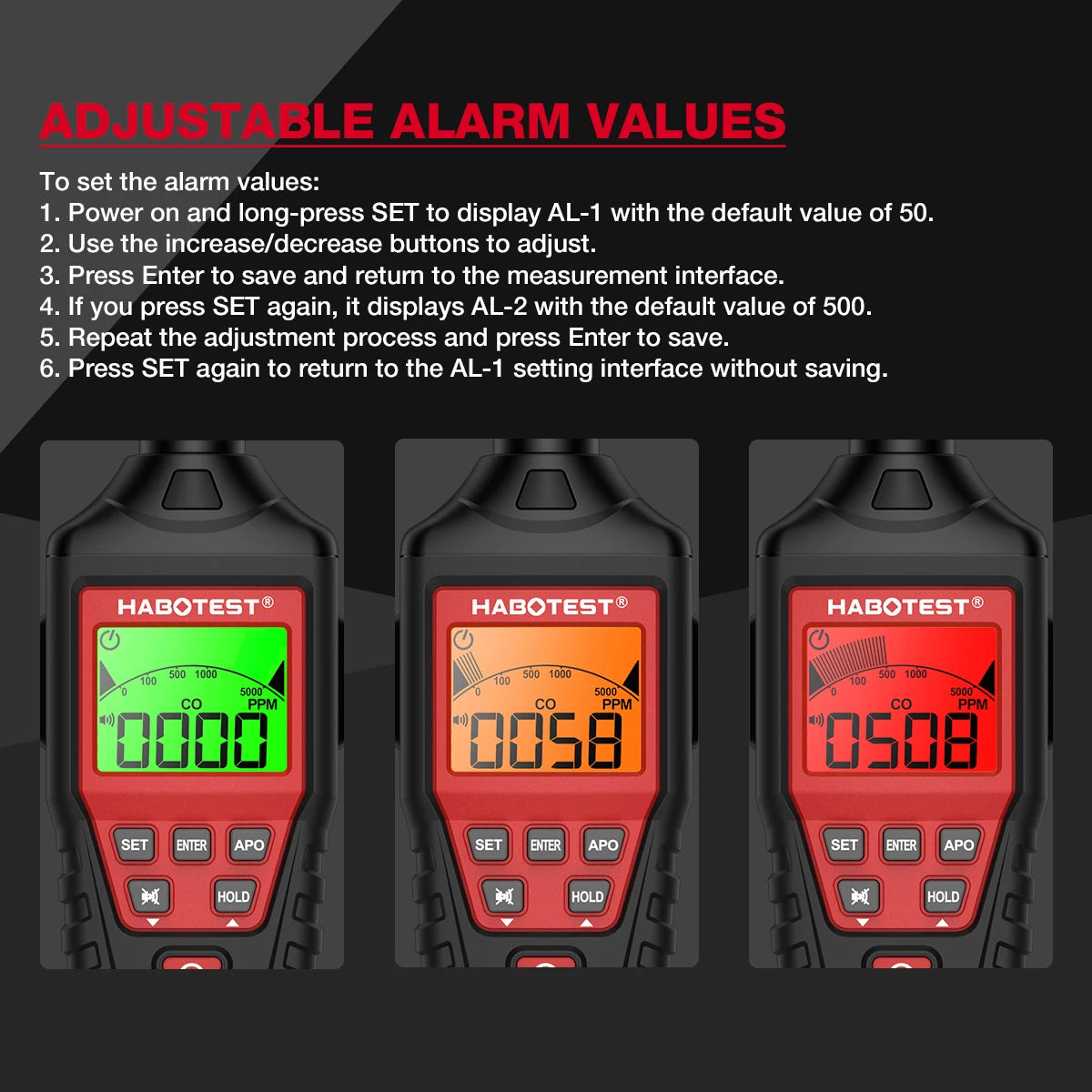 CARBON MONOXIDE METER CO GAS TESTER MONITOR DETECTOR GAUGE HT621