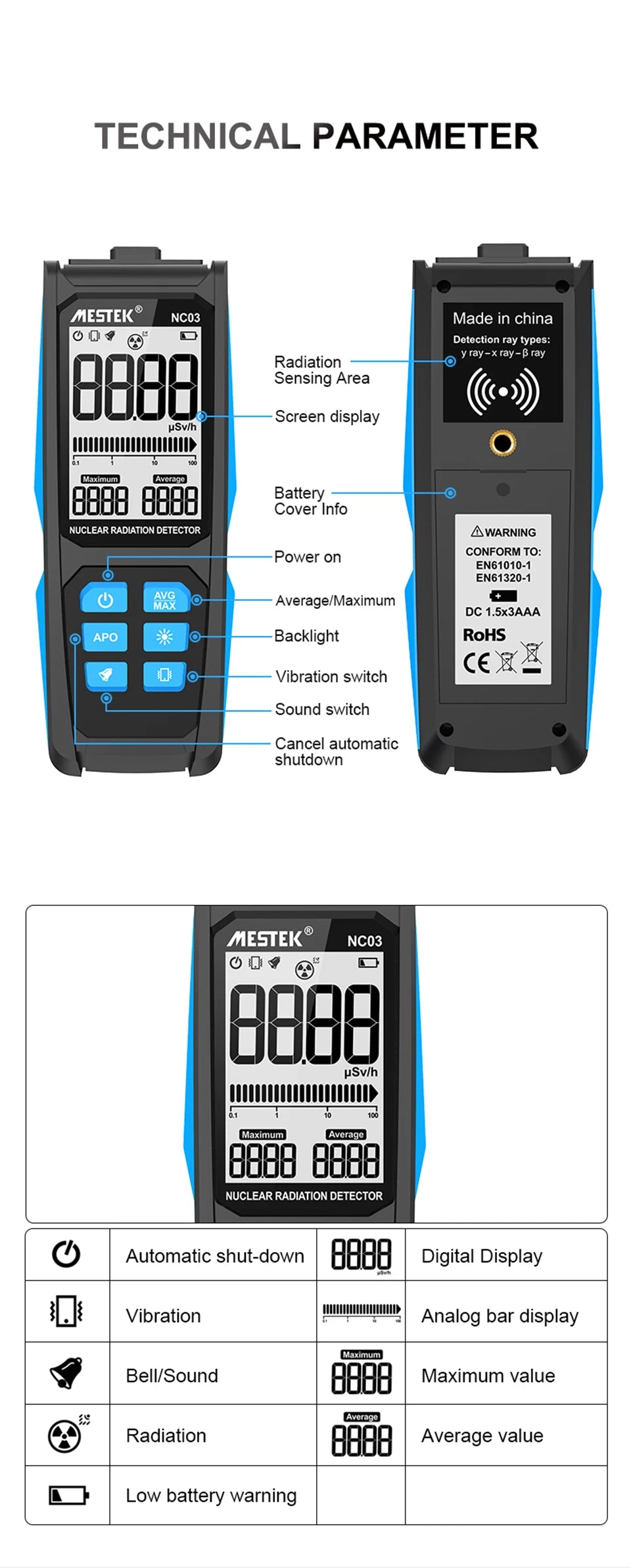 Nuclear Radiation Detector Geiger Counter Dosimeter Dosimeter X γ β ray Radioactivity Tester