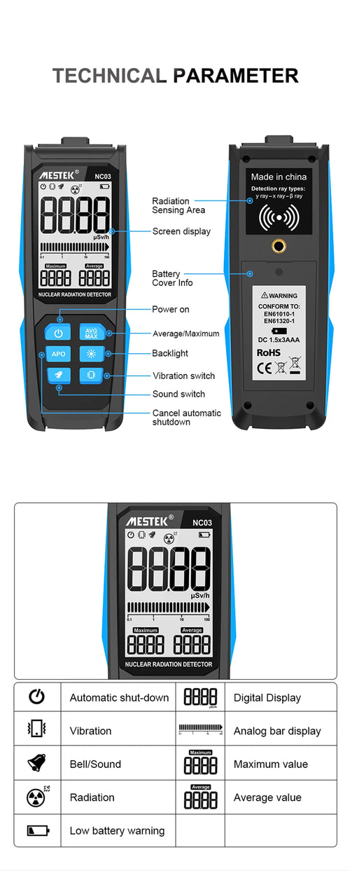 Nuclear Radiation Detector Geiger Counter Dosimeter Dosimeter X γ β ray Radioactivity Tester