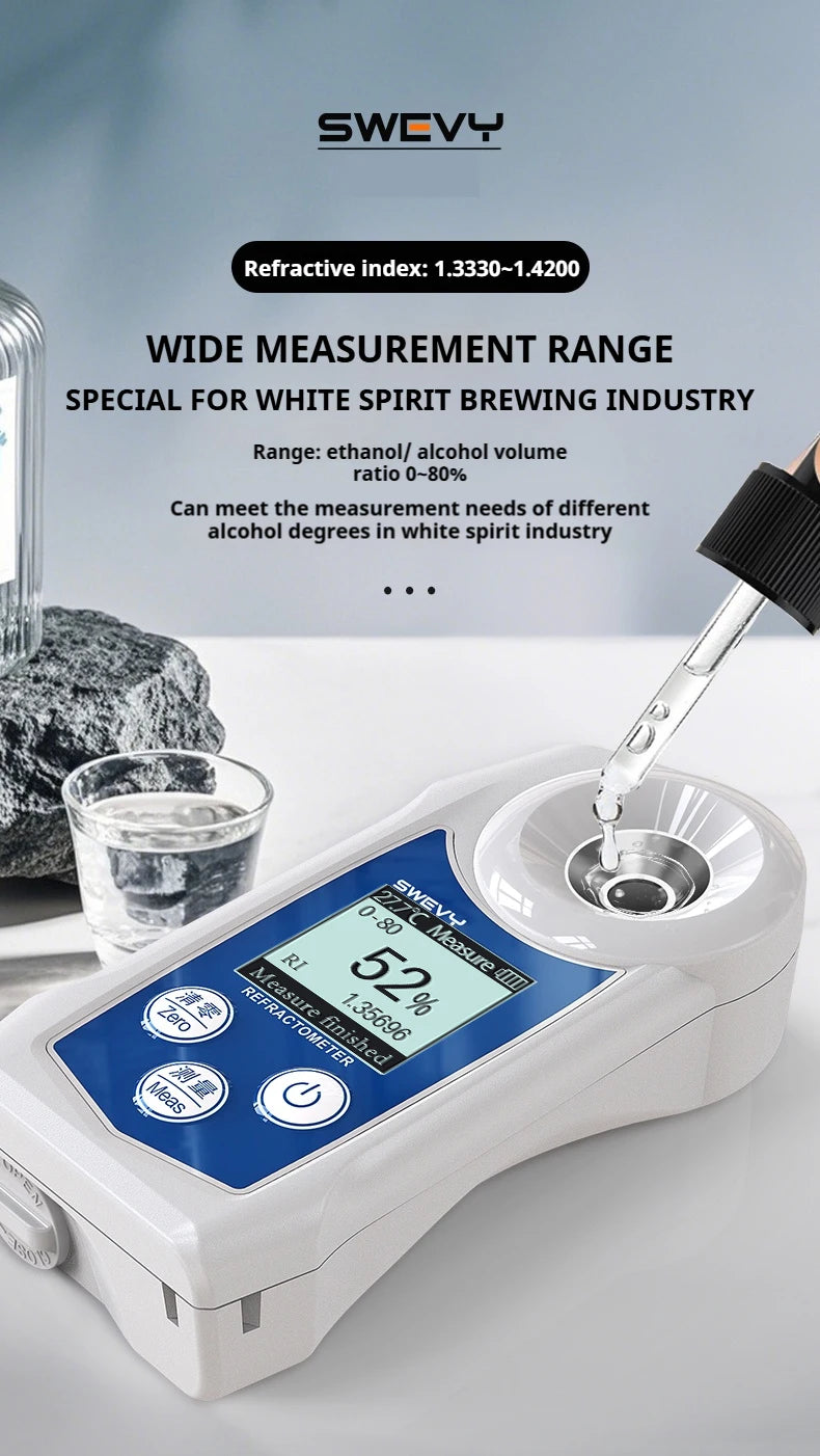 Refractometer Alcohol 0‑80% Digital High Accuracy Tester Meter SW80S
