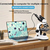 Microscope Binocular Biological 2500X Magnification Camera & LED, Phone Holder Top & Bottom Light