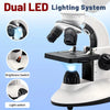 Microscope Binocular Biological 1000X Magnification LED Phone Holder Top & Bottom Light