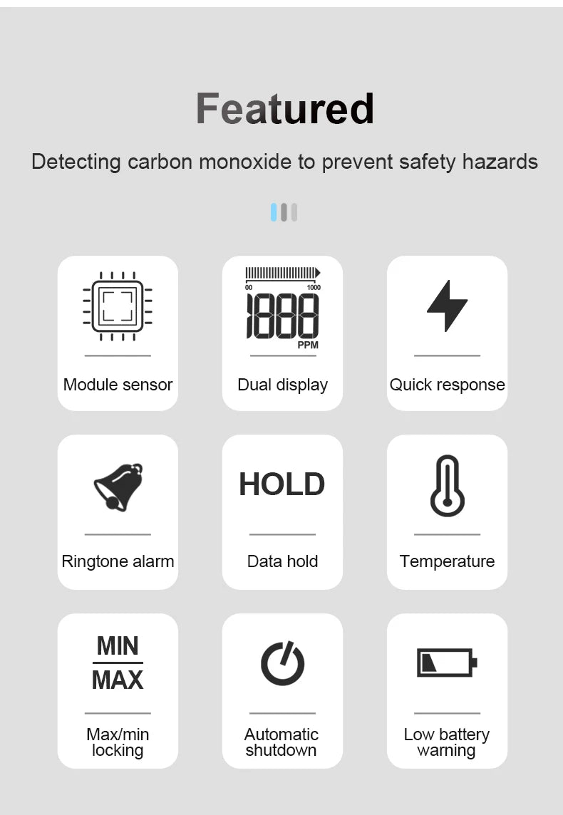 Carbon Monoxide CO Gas Meter Tester Monitor Detector Gauge 0-1000ppm Mestek CO-03