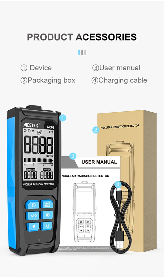 Nuclear Radiation Detector Geiger Counter Dosimeter Dosimeter X γ β ray Radioactivity Tester