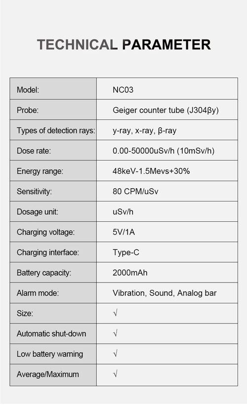 Nuclear Radiation Detector Geiger Counter Dosimeter Dosimeter X γ β ray Radioactivity Tester