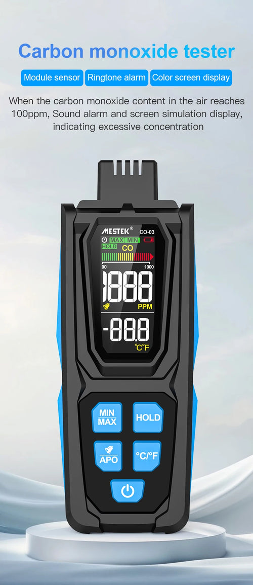 Carbon Monoxide CO Gas Meter Tester Monitor Detector Gauge 0-1000ppm Mestek CO-03