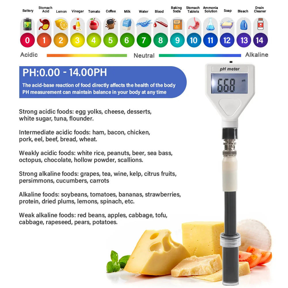 PH Meter Flat End Tip ATC Digital 0.00~14.00 High Accuracy