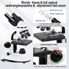 Microscope Binocular Biological 1000X Magnification LED Phone Holder Top & Bottom Light