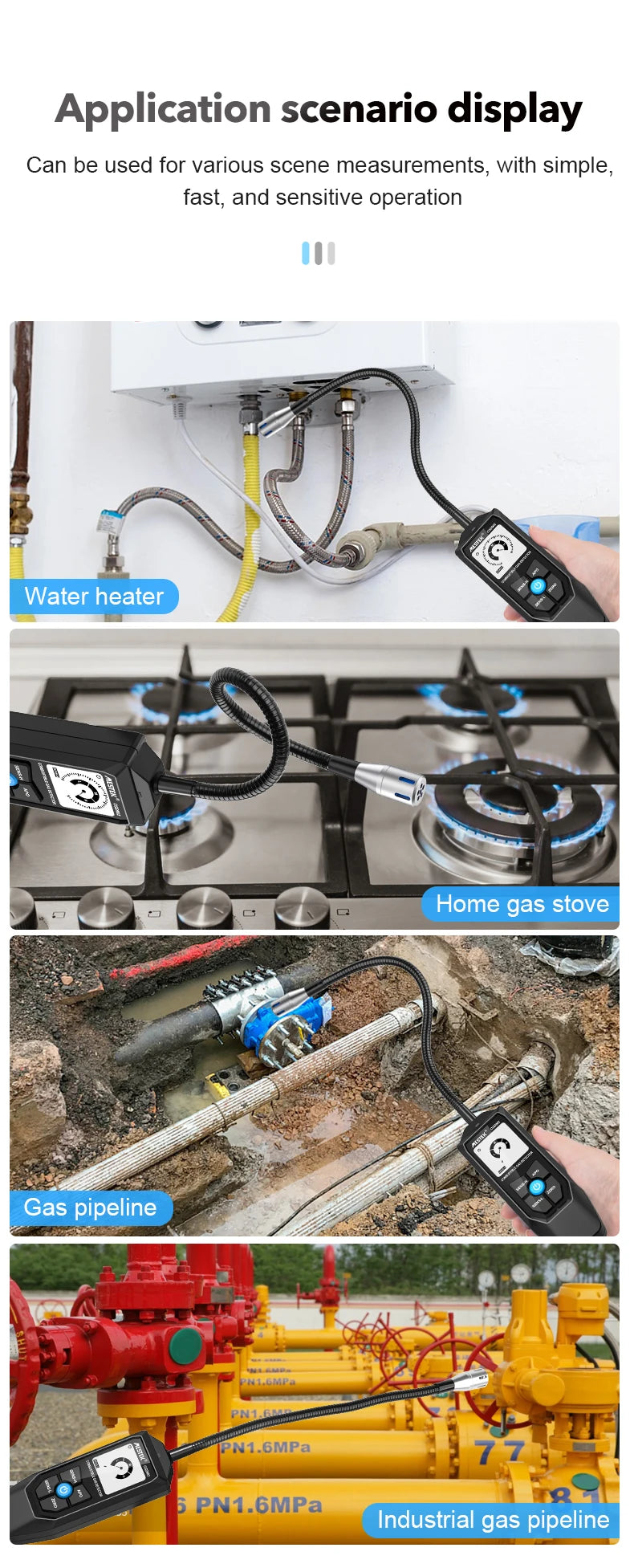 Gas Leak Detector Combustible Flammable Natural LPG Tester Mestek G