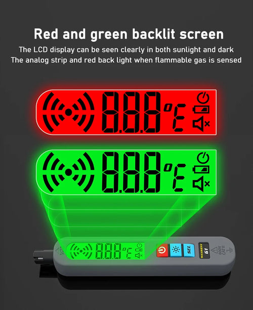Gas Leak & Temperature Meter Combustible Flammable Gas Detector Air Tester LCD Display Maxrieny 61