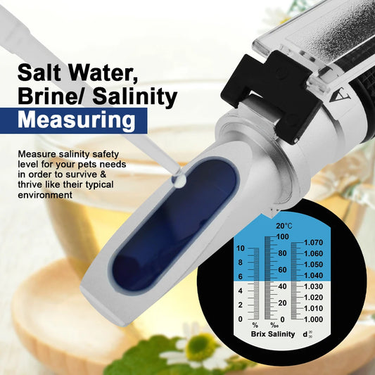 Refractometer Brix 0-10% 0-100% Salinity 1.000-1.070 SG Handheld ATC Tester