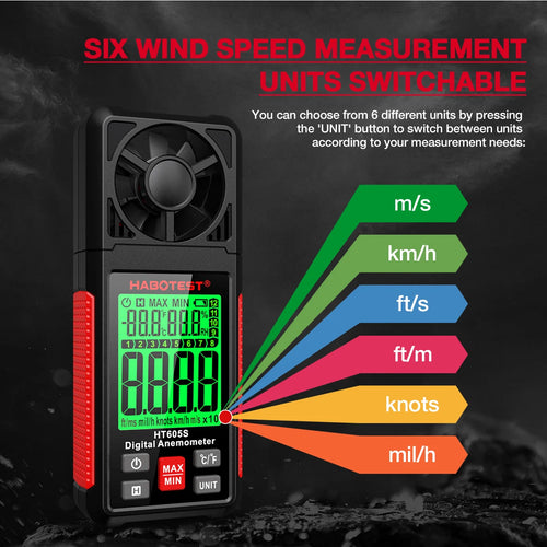 Anemometer Wind Speed Velocity Humidity Temperature Meter Air Flow Gauge LCD