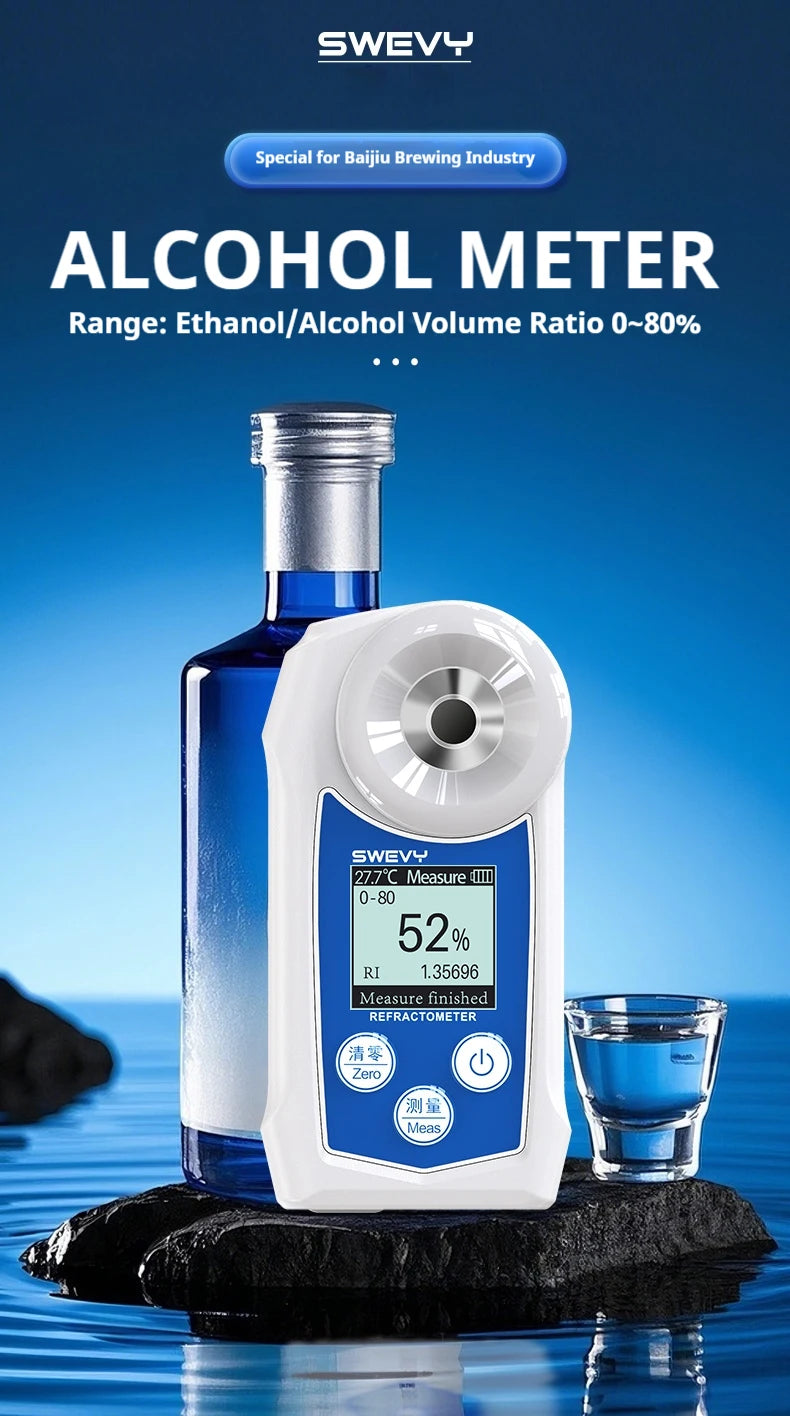 Refractometer Alcohol 0‑80% Digital High Accuracy Tester Meter SW80S