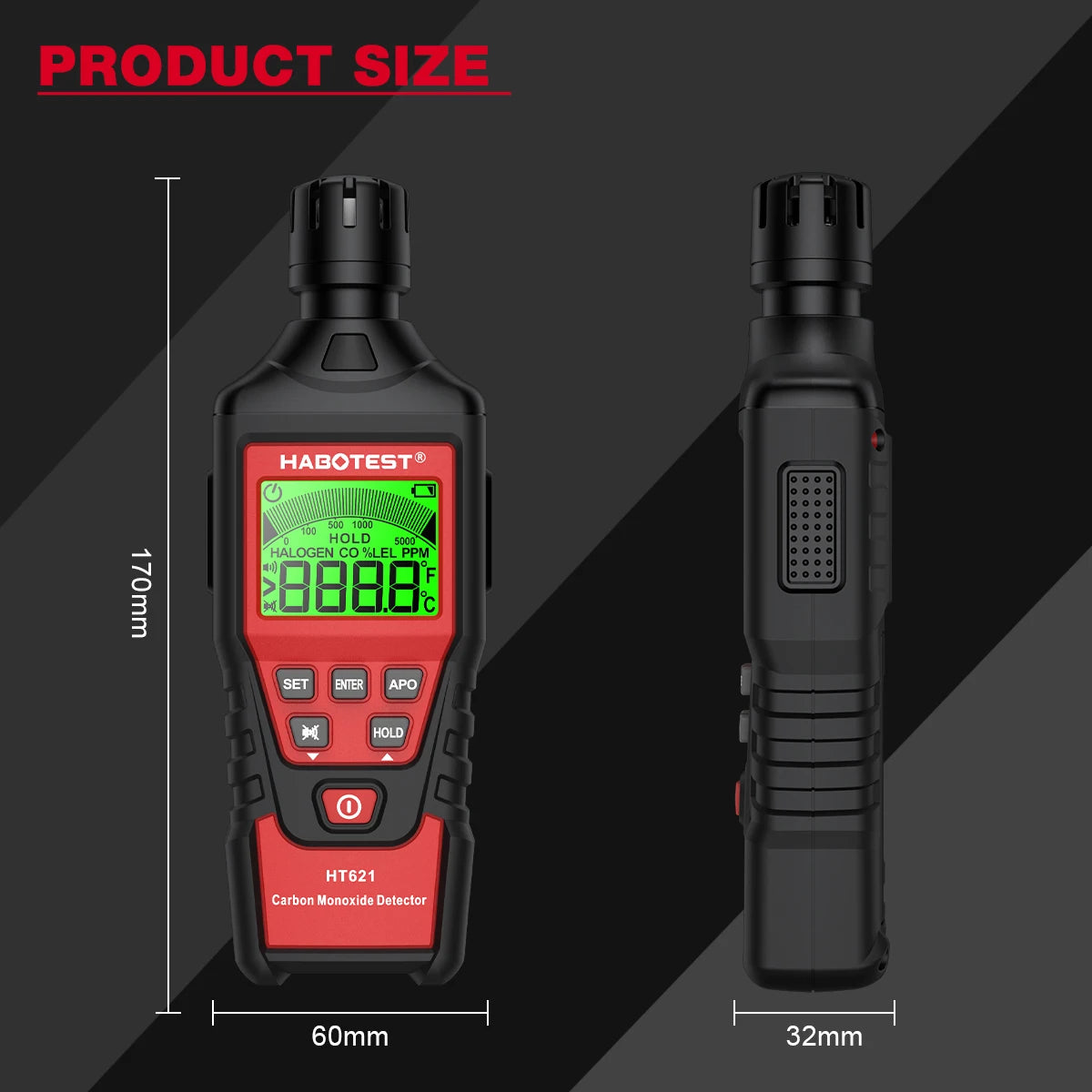 CARBON MONOXIDE METER CO GAS TESTER MONITOR DETECTOR GAUGE HT621