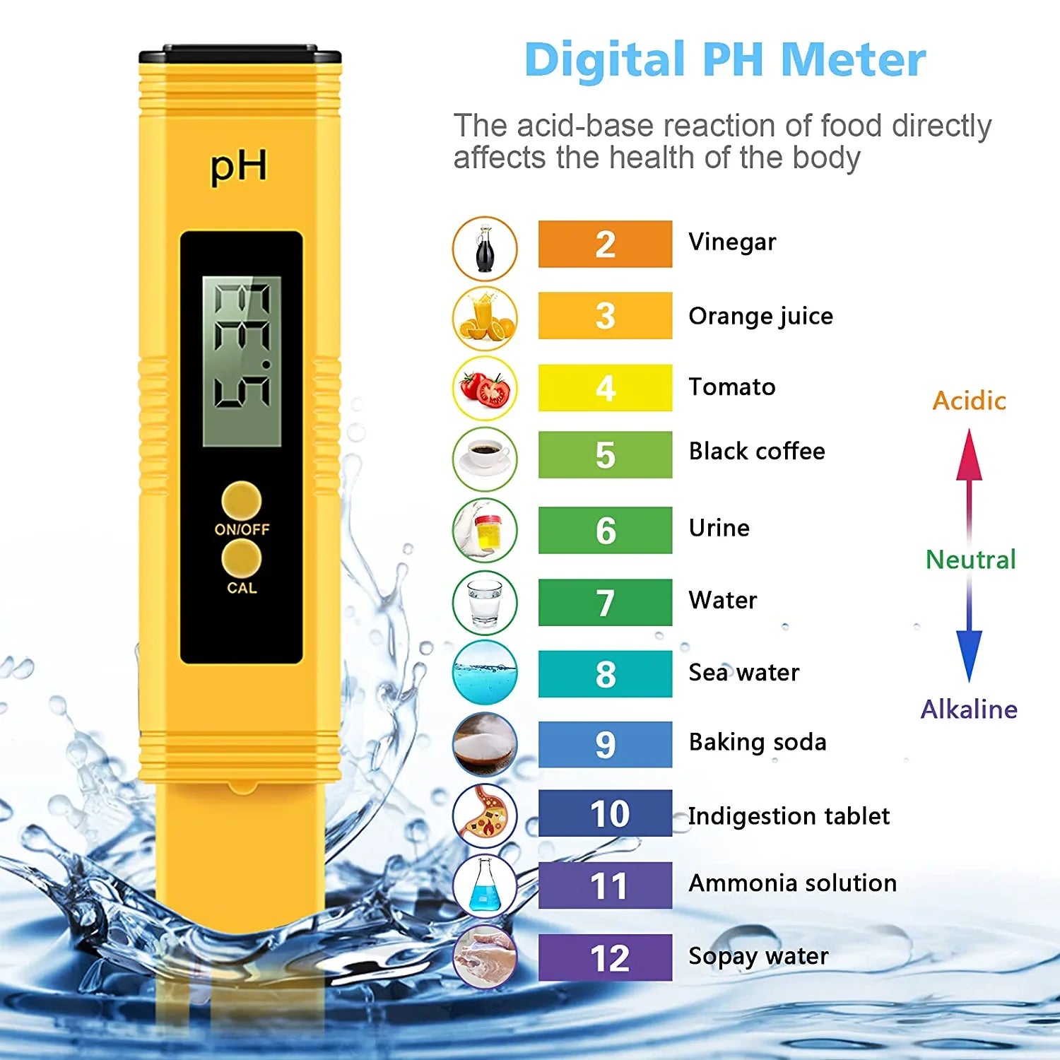 pH Pen Meter Testers LCD Digital Display Water Quality Monitor Test