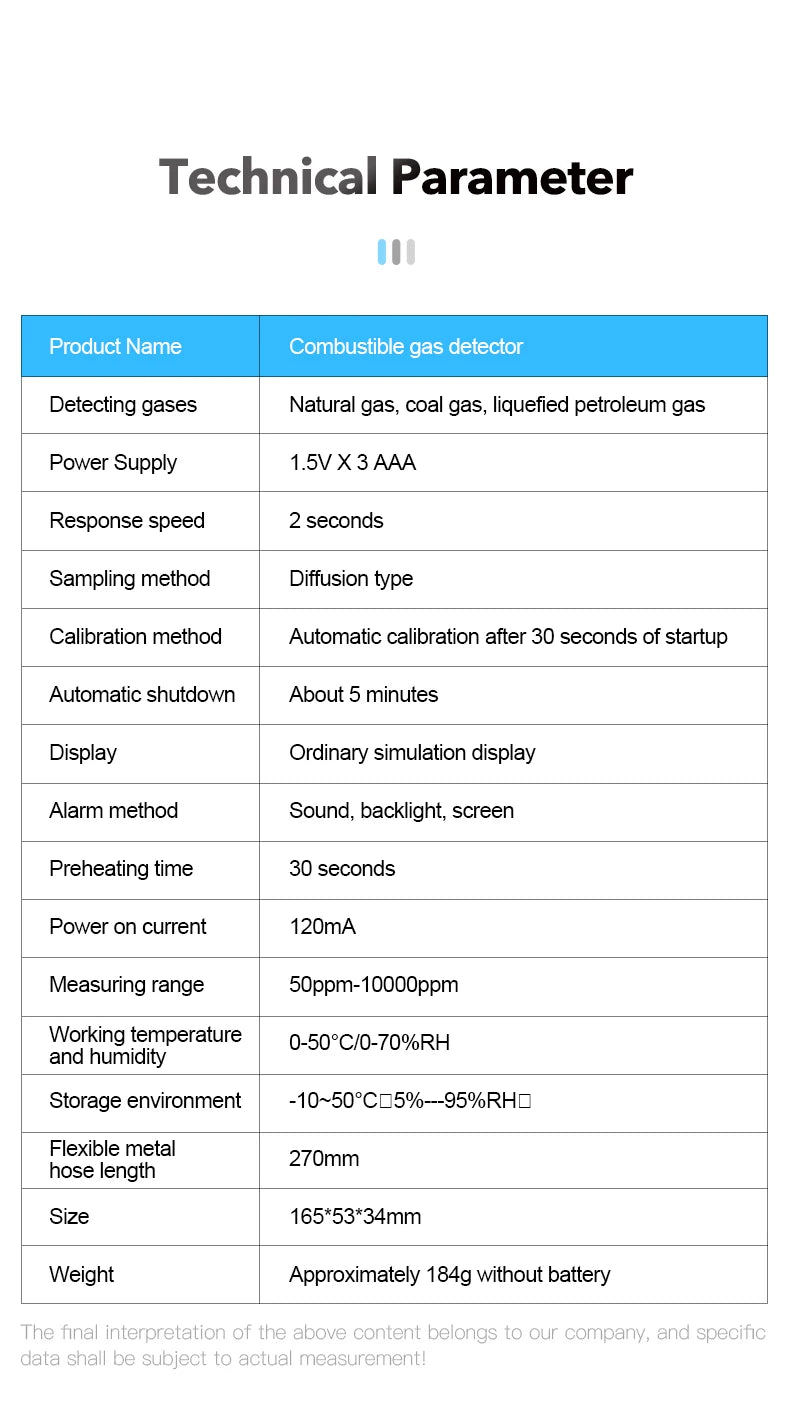 Gas Leak Detector Combustible Flammable Natural LPG Tester Mestek G