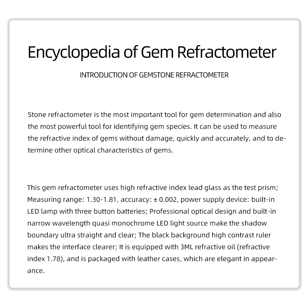 Gem Emerald Gemstone Refractometer Instrument Jewellery Tool For Gemstone Identification