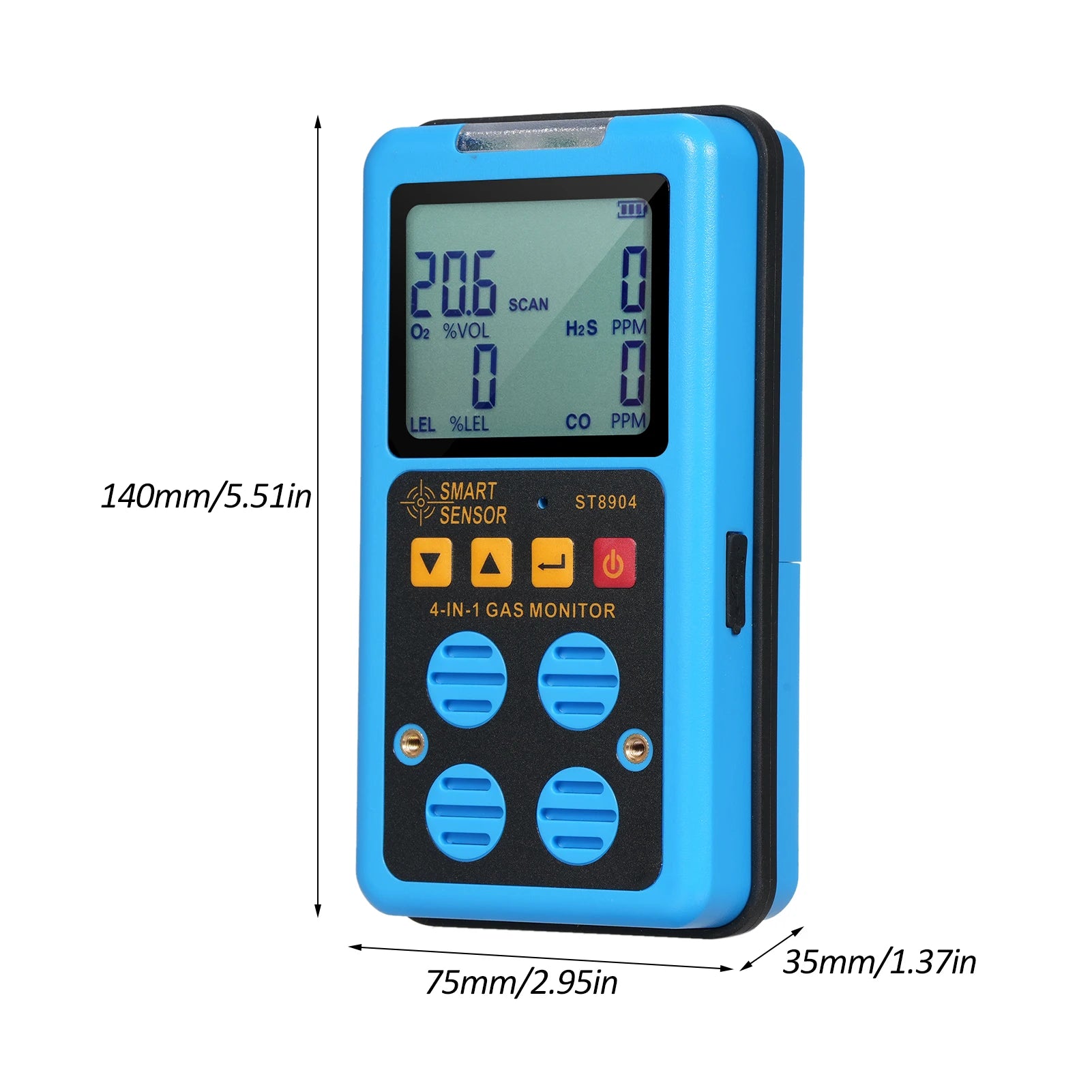 Hydrogen Sulfide Gas Meter O2 CO H20 LEL Alarm SMART SENSOR 4 IN 1