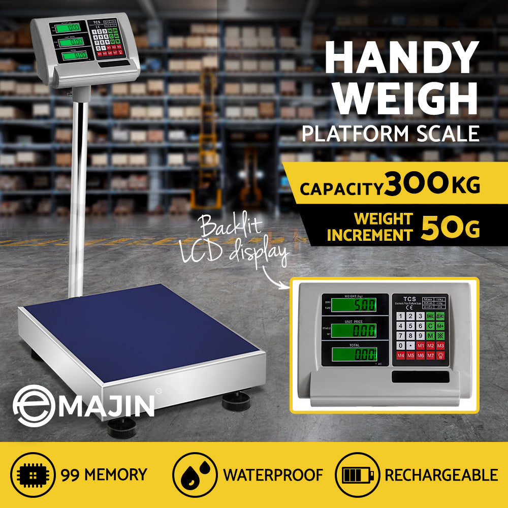 Electronic Computing Digital Platform Floor Scales Weighing 300kg x 50g LCD