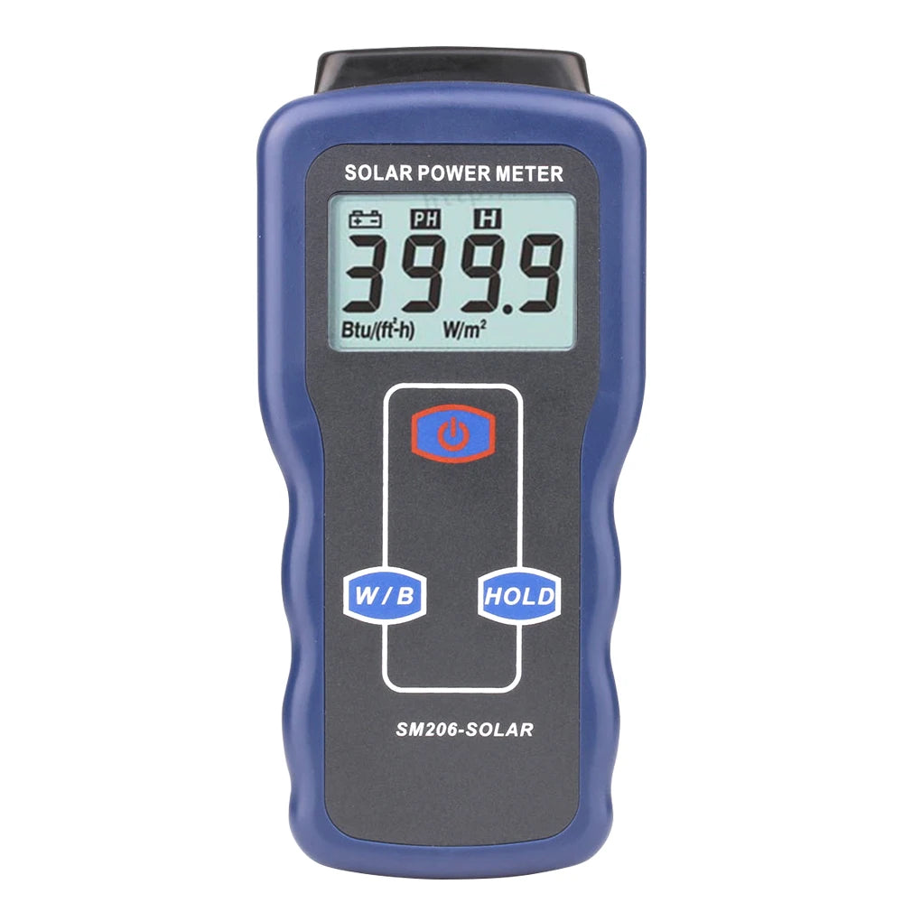 Solar Power Meter Digital Sun Light Radiation Measuring Tester 0.1-1999.9 W/m²