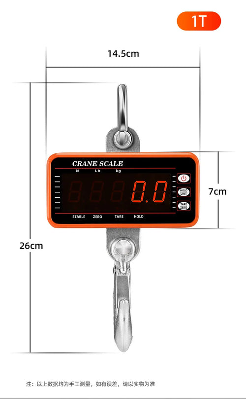 Hanging Scale LCD Digital 1500KG x 0.1KG High Precision Portable Crane scale