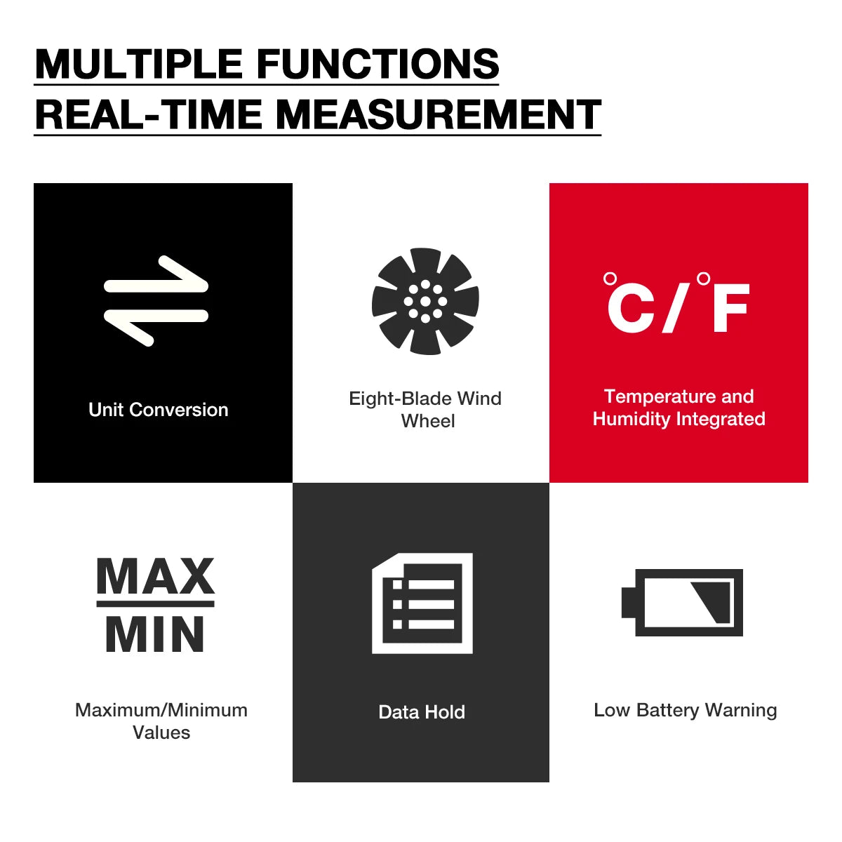Anemometer Wind Speed Velocity Humidity Temperature Meter Air Flow Gauge LCD