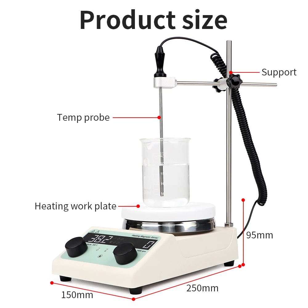 Magnetic Stirrer Hot Plate Stirring 3000ml 0 to 380℃ Dual Control Stir Bar LA030AU