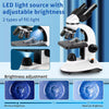 Microscope Binocular Biological 2500X Magnification Camera & LED, Phone Holder Top & Bottom Light