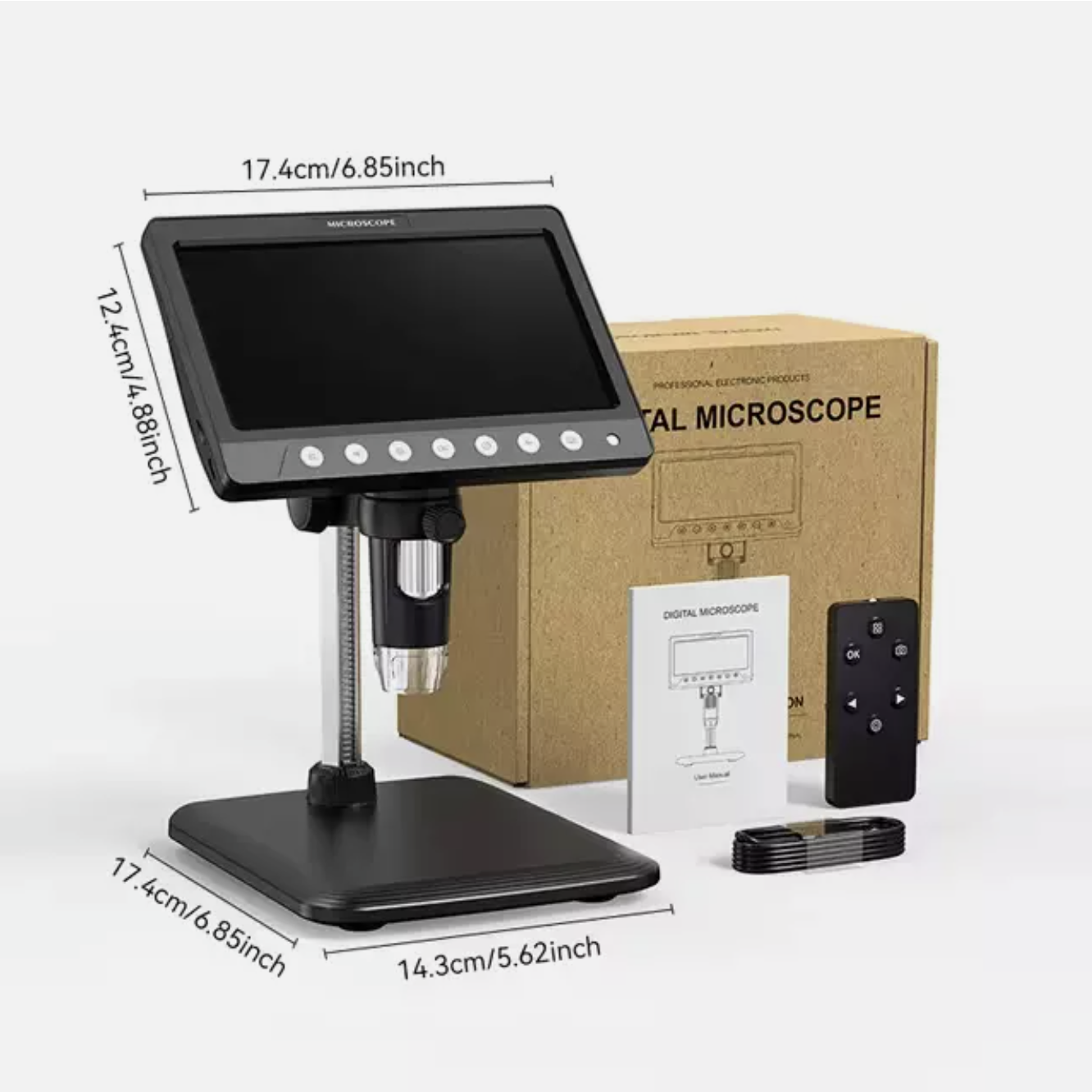 Microscope Digital 7 Inch LCD 50-1200X LCD Display Screen 5MP 1920x1080P