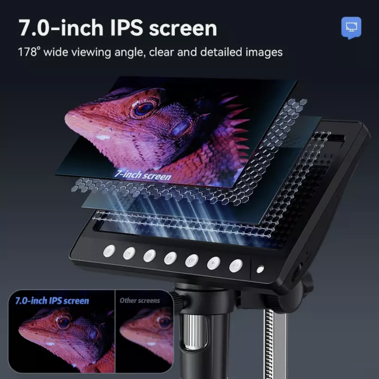Microscope Digital 7 Inch LCD 50-1200X LCD Display Screen 5MP 1920x1080P