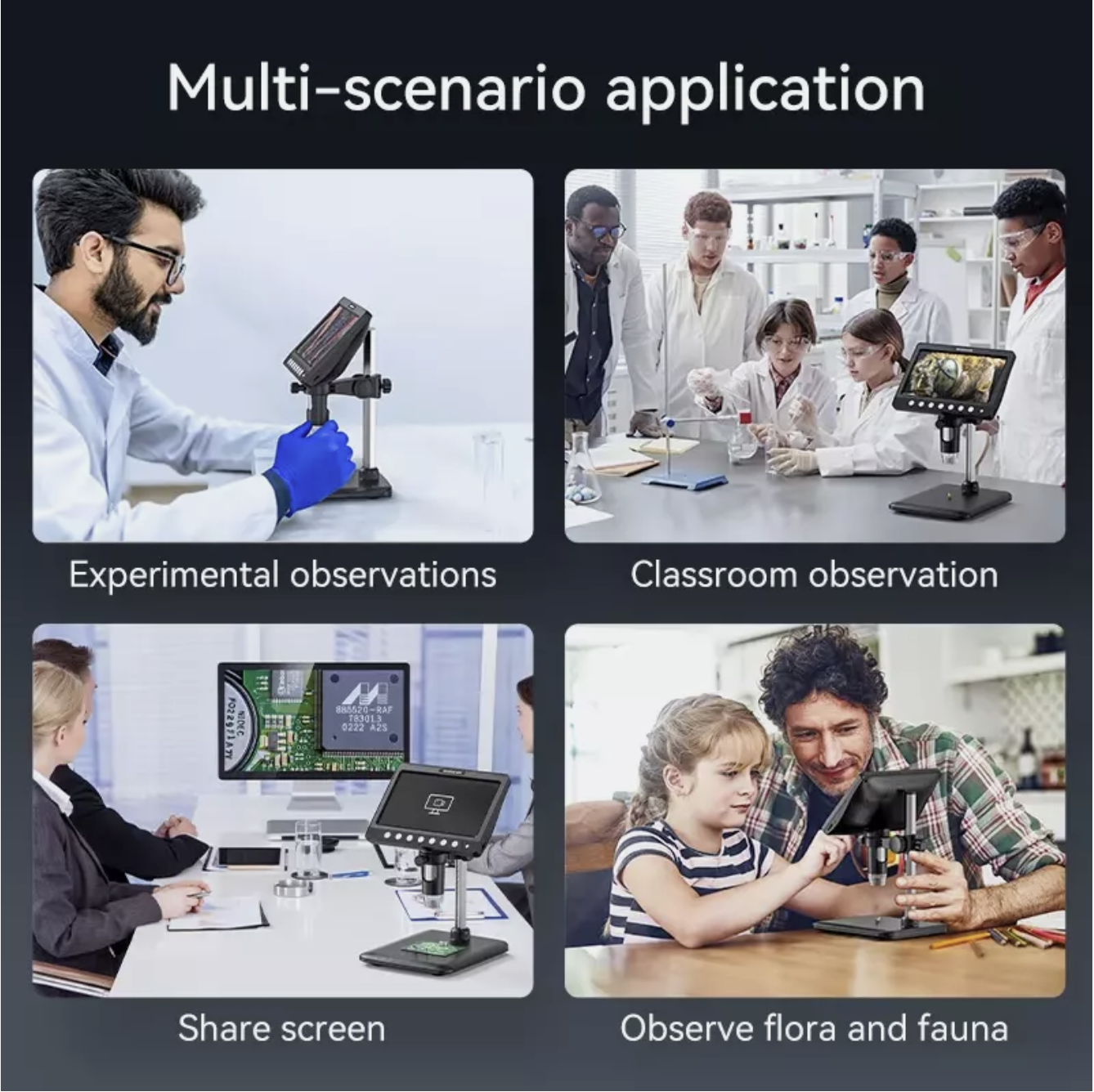 Microscope Digital 7 Inch LCD 50-1200X LCD Display Screen 5MP 1920x1080P