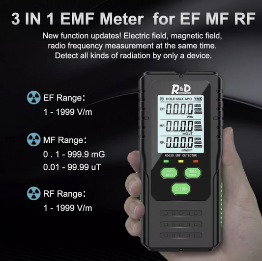 EMF Meter 3in1 Multifunctional Portable Electric Field Magnetic Radio Frequency Detector