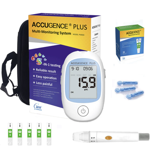 Ketone Meter Multi-Function Blood Meter Full Starter Kit 15 Test Strips 15 Lancets