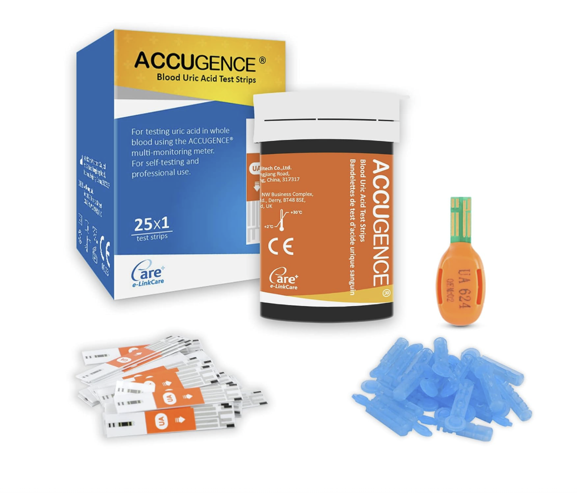 Uric Acid Meter Multi-Function Blood Meter 25 Test Strips 25 Lancets