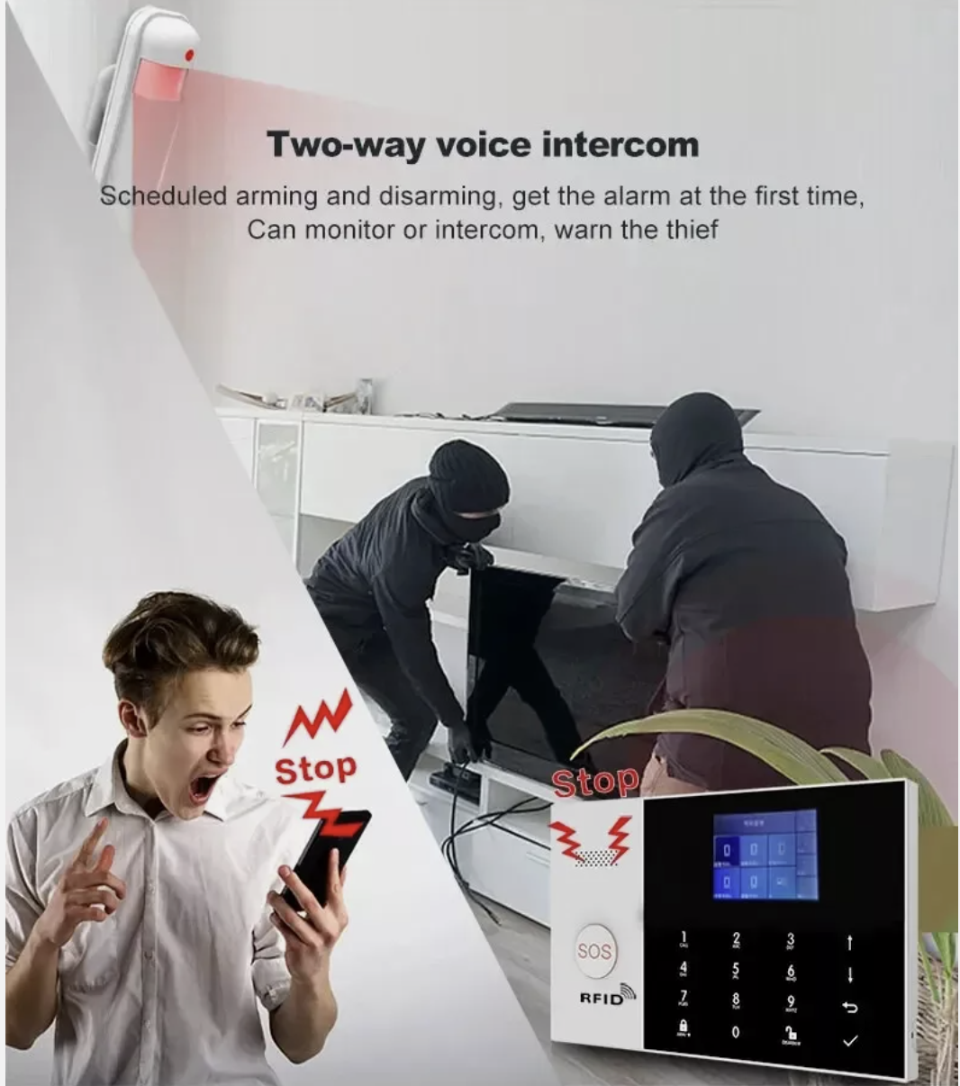 Wireless 4G Alarm System Smart WIFI Home Office Burglar Security Alarm